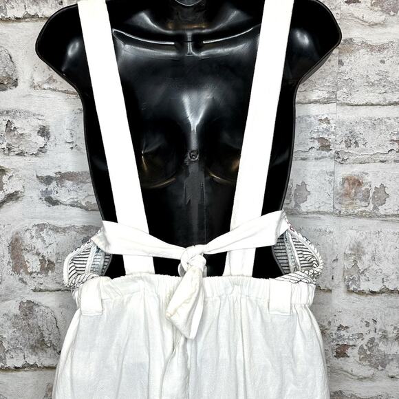 Free People Sienna Smocked Jumpsuit size S, tie back, missing belt, off white - Picture 10 of 15